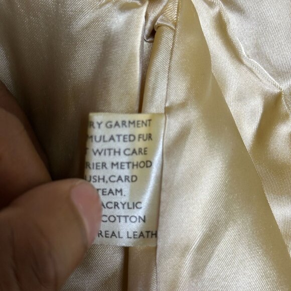 VTG Lilli Ann Faux Fur Trench Belt Rope Coat Jacket Women OS England Made 90s - Picture 12 of 16